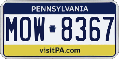 PA license plate MOW8367