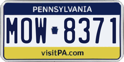 PA license plate MOW8371