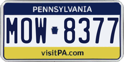 PA license plate MOW8377