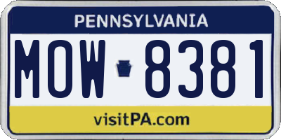 PA license plate MOW8381