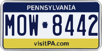 PA license plate MOW8442