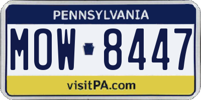 PA license plate MOW8447