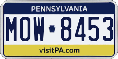 PA license plate MOW8453