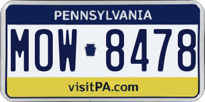 PA license plate MOW8478