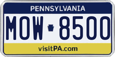 PA license plate MOW8500