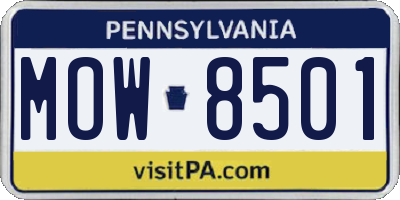 PA license plate MOW8501