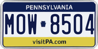 PA license plate MOW8504