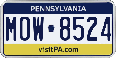 PA license plate MOW8524