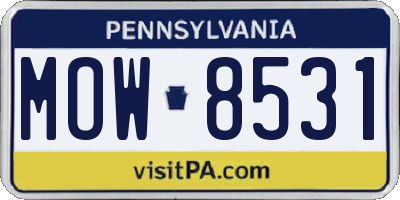 PA license plate MOW8531