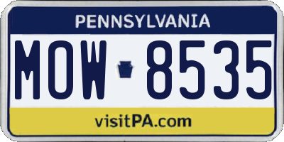 PA license plate MOW8535