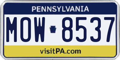 PA license plate MOW8537