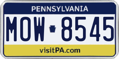 PA license plate MOW8545