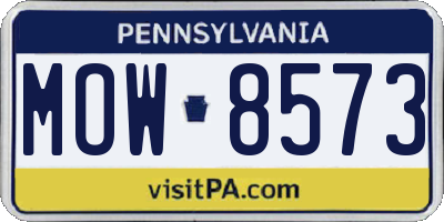 PA license plate MOW8573