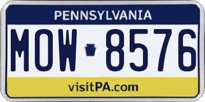 PA license plate MOW8576