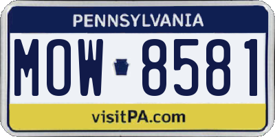 PA license plate MOW8581