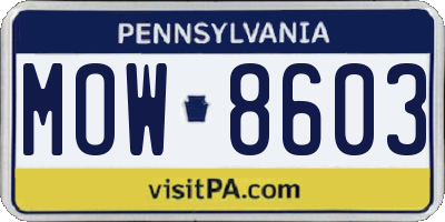 PA license plate MOW8603