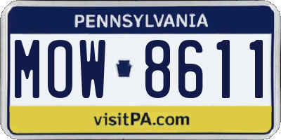 PA license plate MOW8611