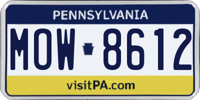 PA license plate MOW8612