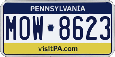 PA license plate MOW8623
