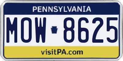 PA license plate MOW8625