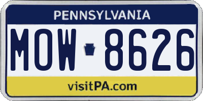 PA license plate MOW8626