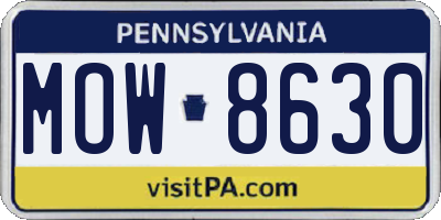 PA license plate MOW8630