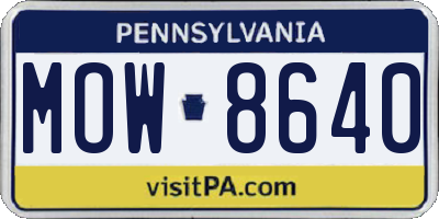 PA license plate MOW8640