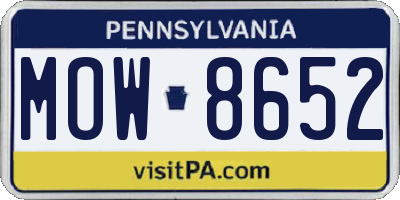 PA license plate MOW8652