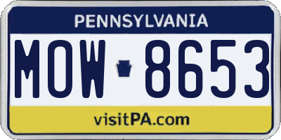 PA license plate MOW8653