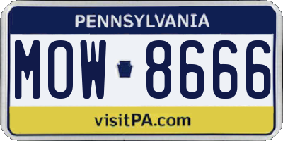 PA license plate MOW8666