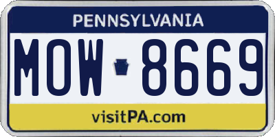PA license plate MOW8669