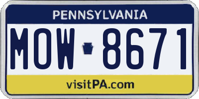 PA license plate MOW8671