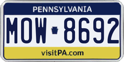 PA license plate MOW8692