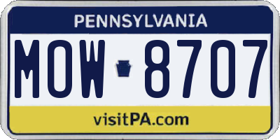 PA license plate MOW8707