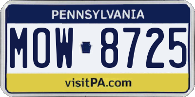 PA license plate MOW8725
