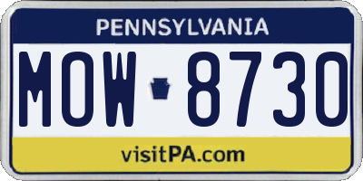 PA license plate MOW8730