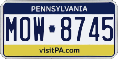 PA license plate MOW8745