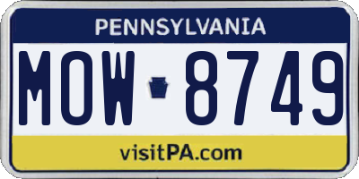 PA license plate MOW8749