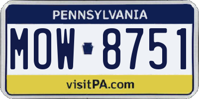 PA license plate MOW8751