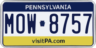 PA license plate MOW8757