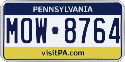PA license plate MOW8764