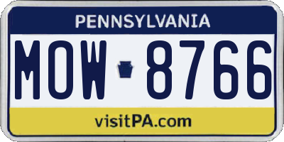 PA license plate MOW8766