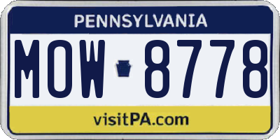 PA license plate MOW8778