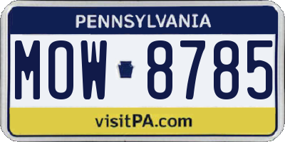 PA license plate MOW8785