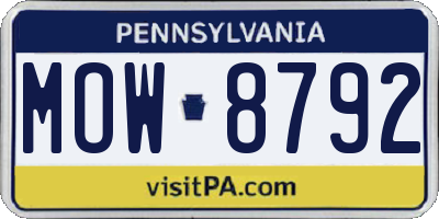 PA license plate MOW8792