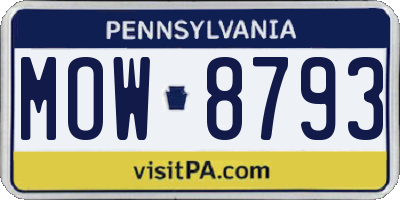 PA license plate MOW8793