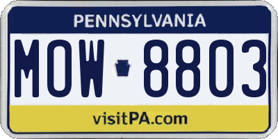 PA license plate MOW8803