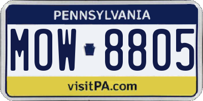 PA license plate MOW8805