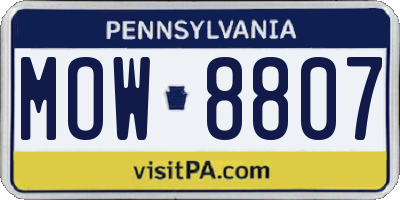 PA license plate MOW8807