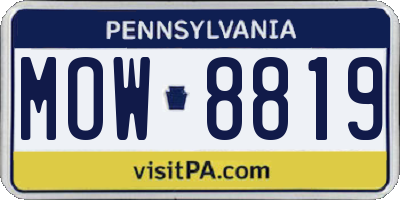 PA license plate MOW8819